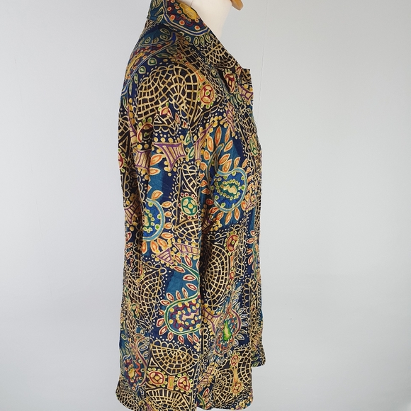 Vintage retro funky print long sleeve shirt top M L - Picture 5 of 9